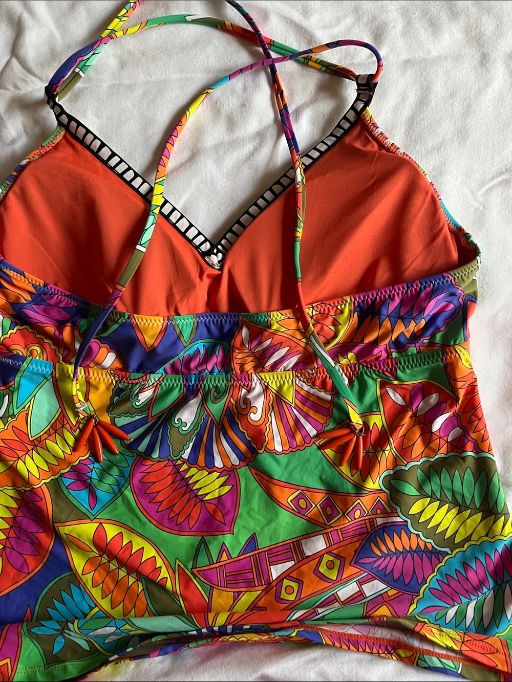 Women’s Multicolor Halter Tankini Top - Vibrant Floral Print - Picture 2 of 4